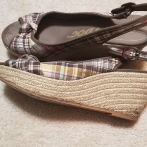 Rocket Dog plaid wedge heel sandal size 10